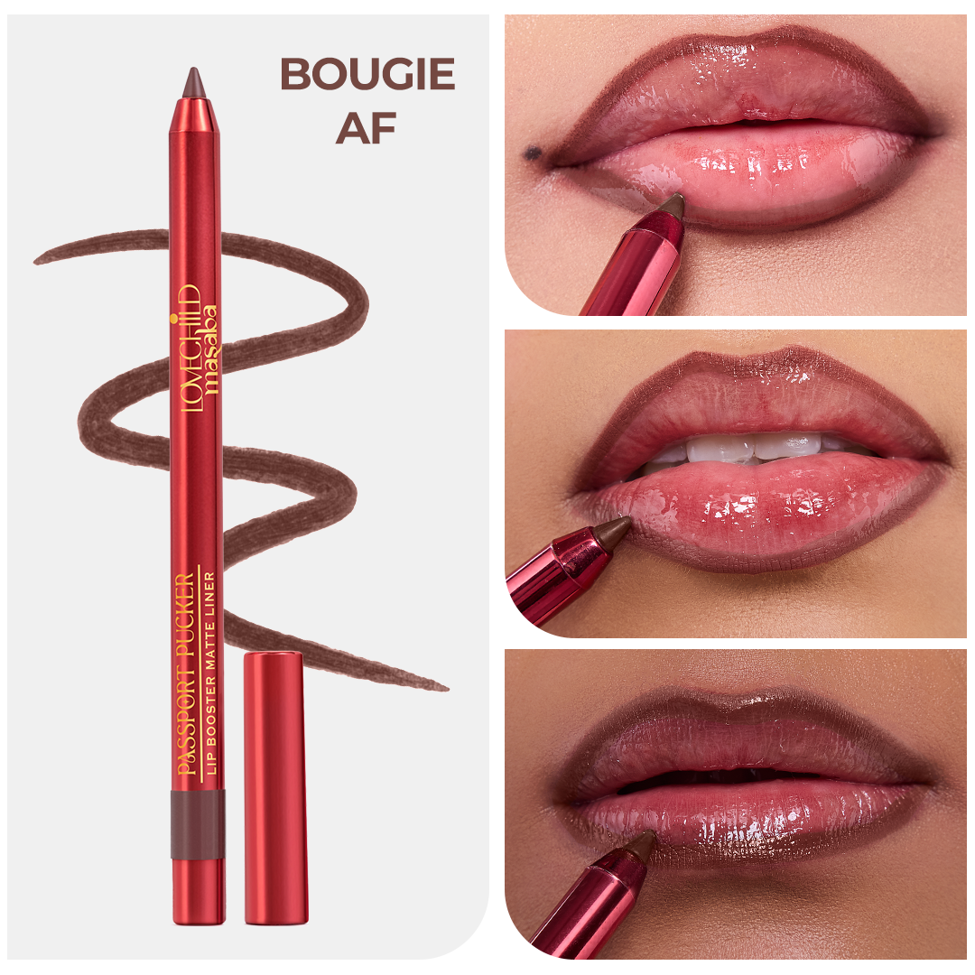 Passport Pucker Lip Booster Matte Liner- Bougie AF (Coffee Brown) Lasts 7 hours without feathering