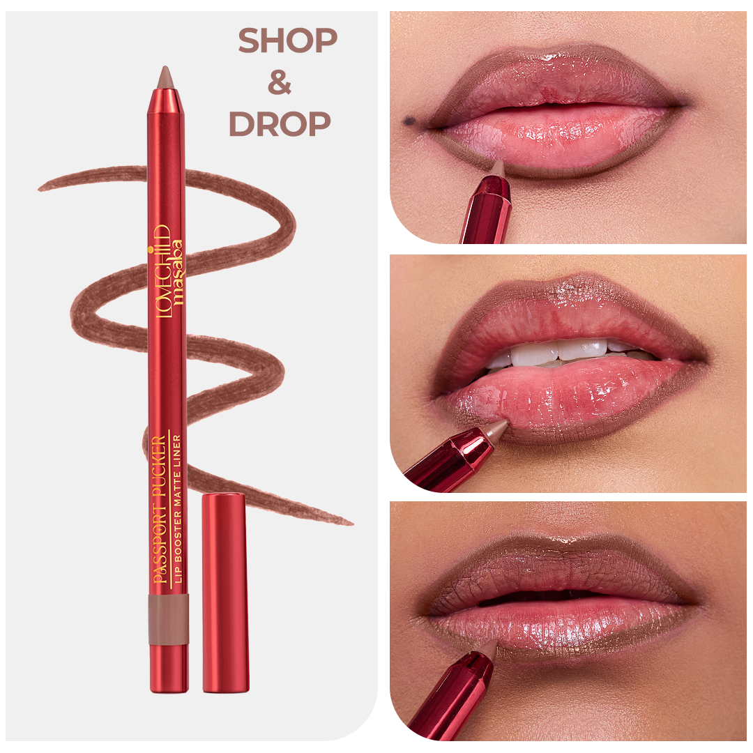 Passport Pucker Lip Booster Matte Liner- Shop & Drop (Nude Brown) Lasts 7 hours without feathering