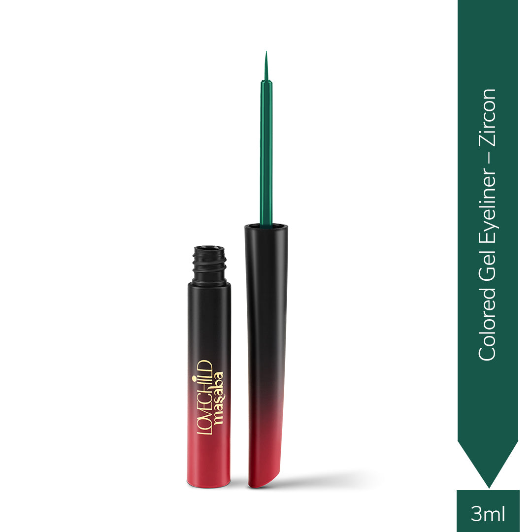 Zircon- Crystal Crush - Waterproof Colored Gel Eyeliner  (Peacock Green) HD Gloss Finish