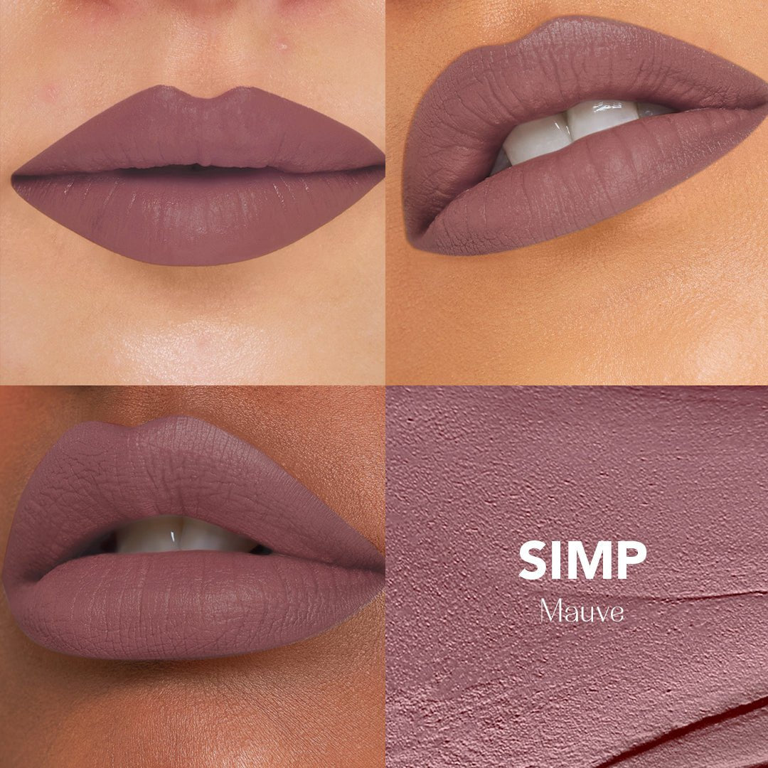 SIMP - (Mauve) Kiss My Sass Velvet Matte Liquid Lipstick Transfer-Proof With Intense Color