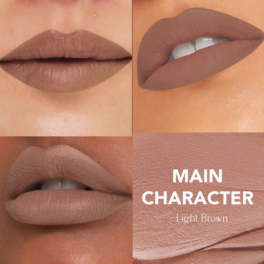 Main Character - (Light Brown) Kiss My Sass Velvet Matte Liquid Lipstick Transfer-Proof With Intense Color