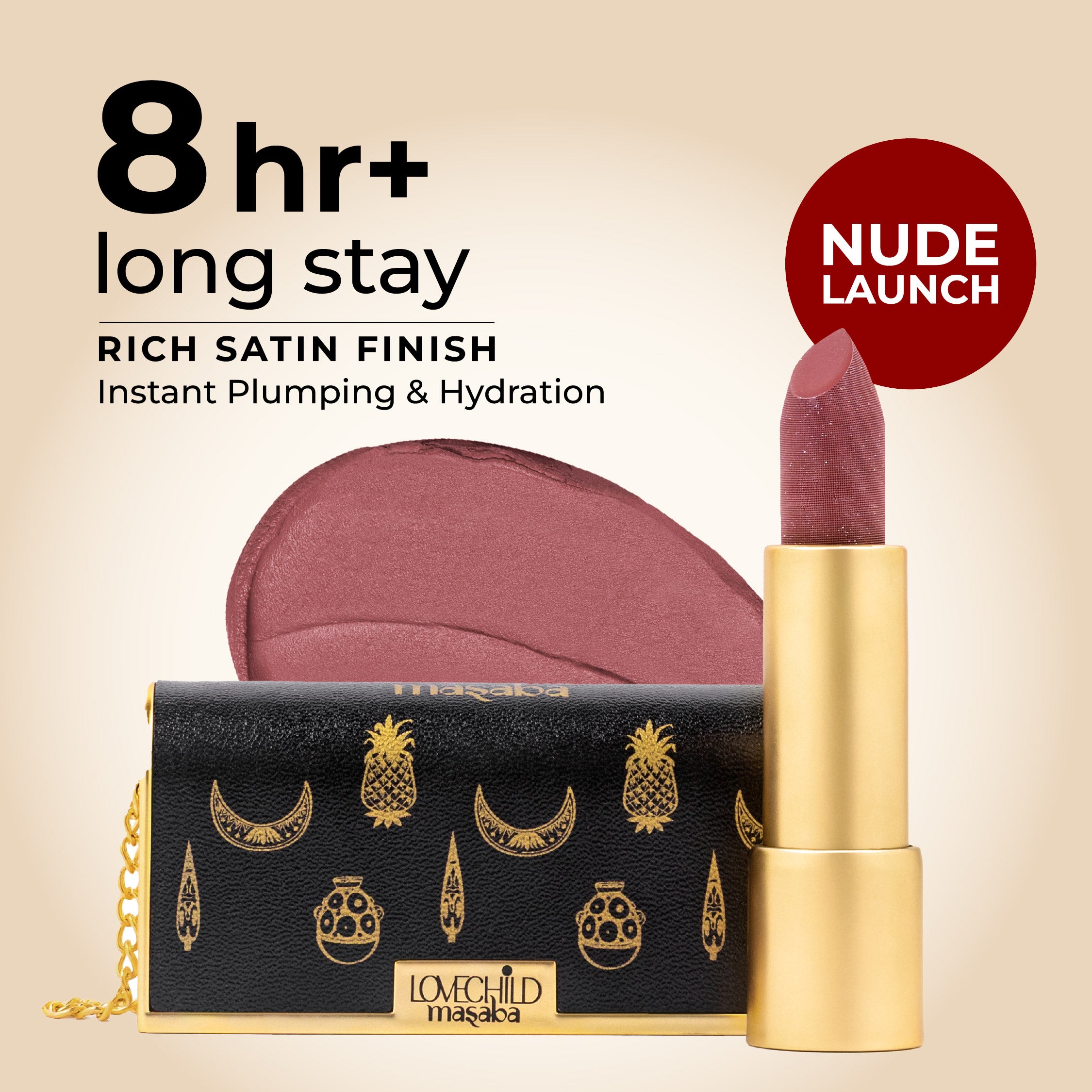 Batua Pocket Lipstick - Thak Gayi (Nude Pink) Rich Satin Finish With In-built Mirror