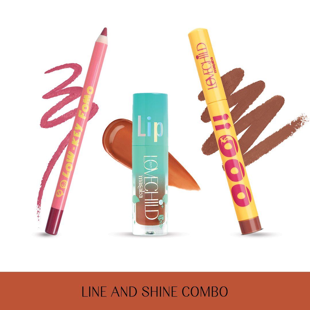Line and Shine Combo - Lip Liner, Lip Crayon and Lip Gelato Combo (Low-Key FOMO, OOO!!, Brown Berry)