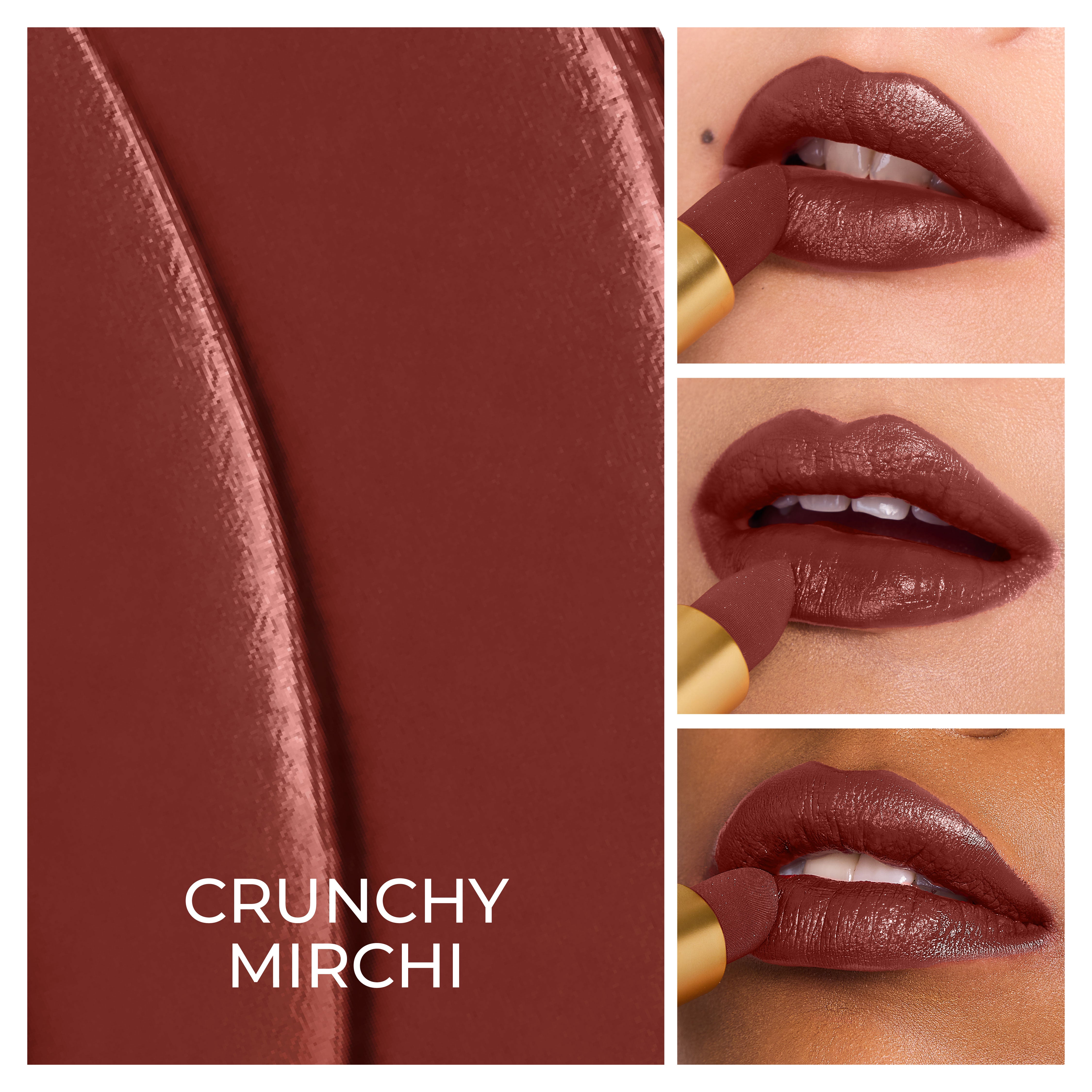 Batua Pocket Lipstick - Crunchy Mirchi (Brownish Red) Rich Satin Finish With In-built Mirror