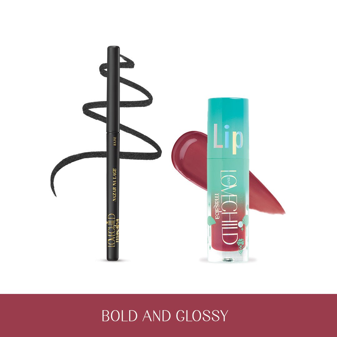 Bold and Glossy - Kajal and Lip Gelato Oil (Coal Black and Raspberry Rose)