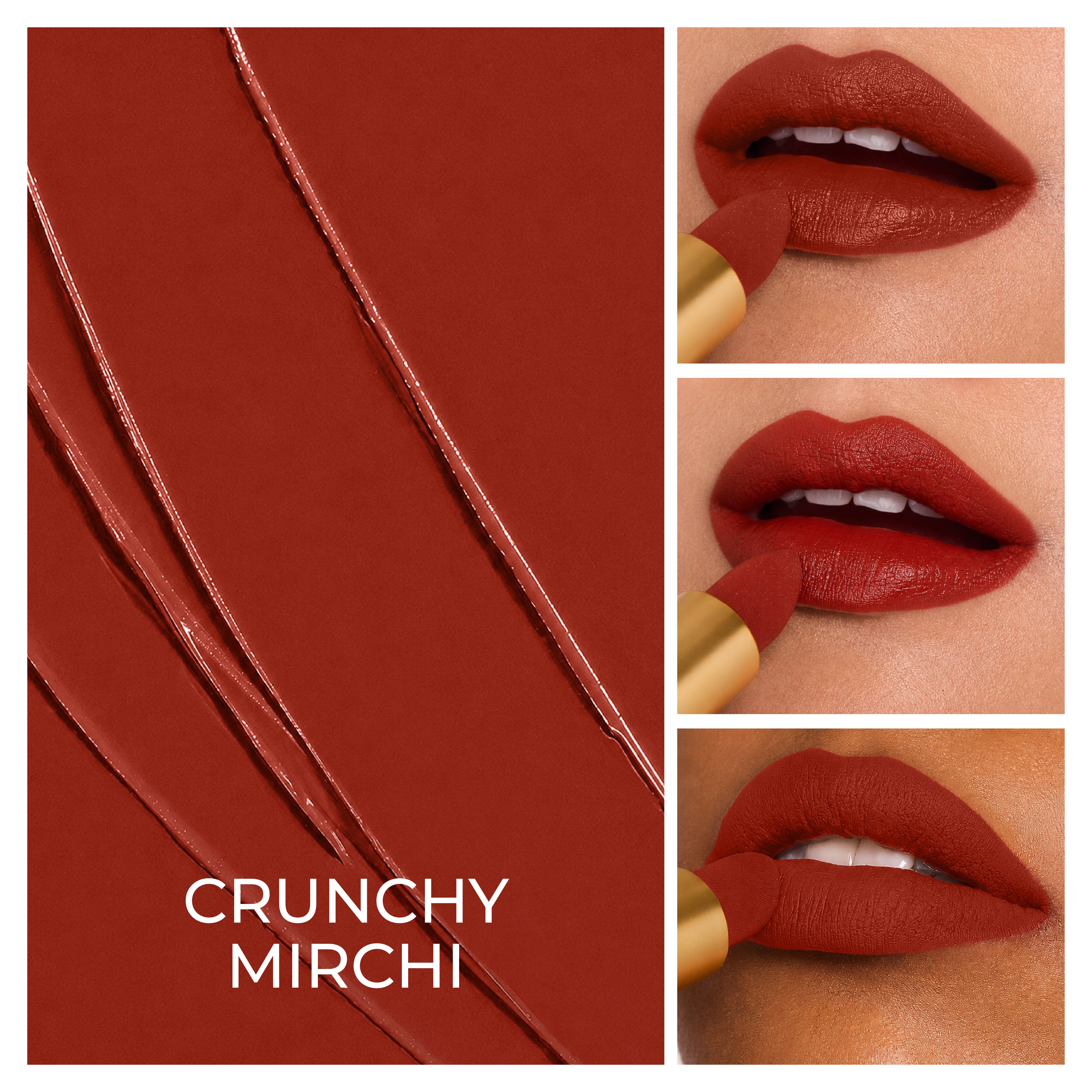 Batua Pocket Lipstick - Crunchy Mirchi (Brownish Red) Rich Satin Finish With In-built Mirror