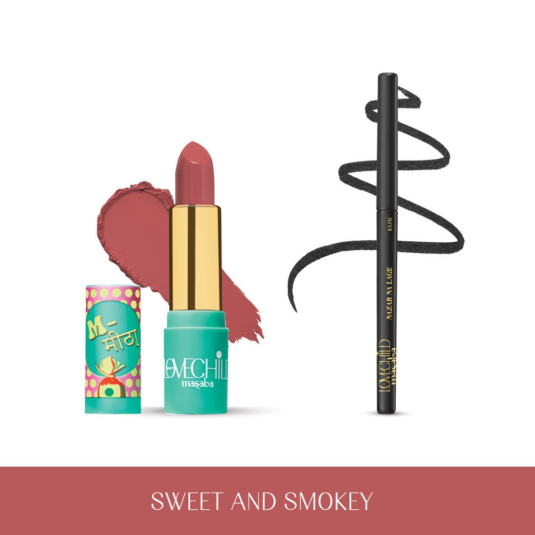 Sweet and Smokey - Kajal and Luxe Matte Lipstick ( Black Coal and Meetha)