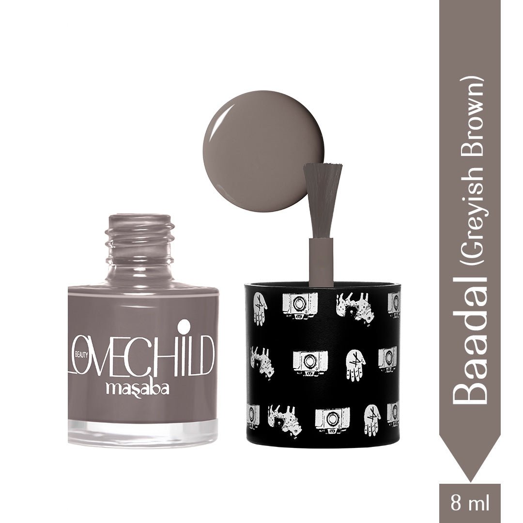 LoveChild Masaba -  Baadal | Breathable Greyish Brown Glossy Nail Paint, 8ml