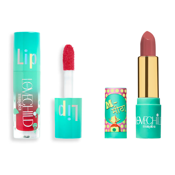 LoveChild Masaba Cherry Lip Tart Lips Combo- Cherryccino and Meetha Lip Oill & Bullet Lipstick