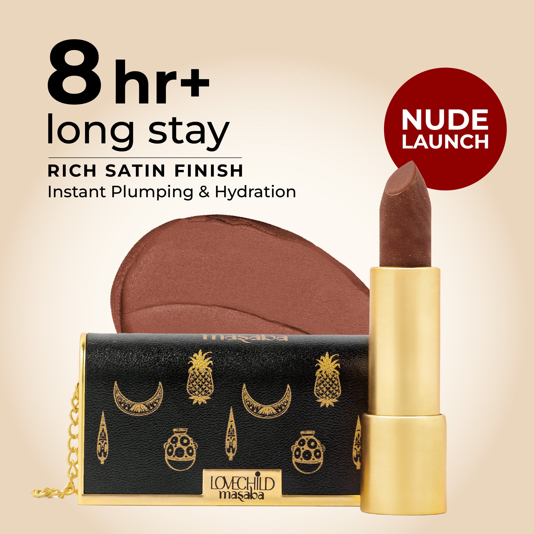 Batua Pocket Lipstick - Chai Khari (Nude Brown) Rich Satin Finish With In-built Mirror