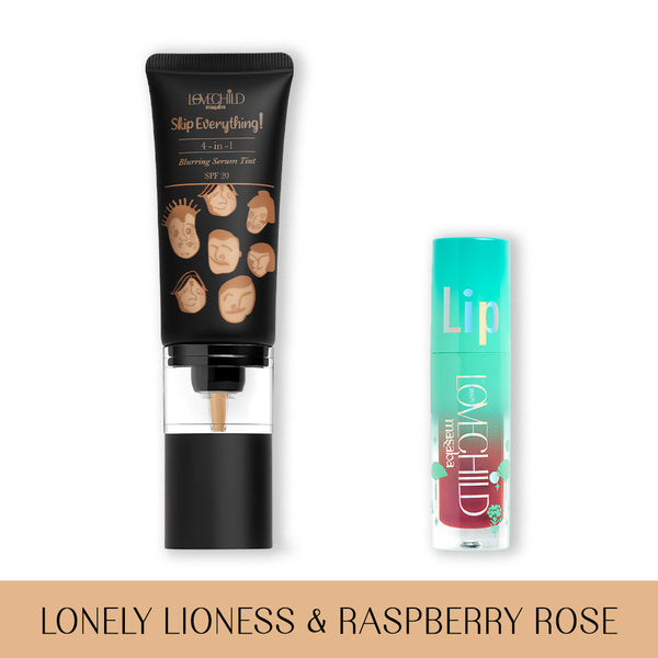 LoveChild Masaba Serum Tint & Lip Oil Combo- Lonely Lioness + Raspberry Rose