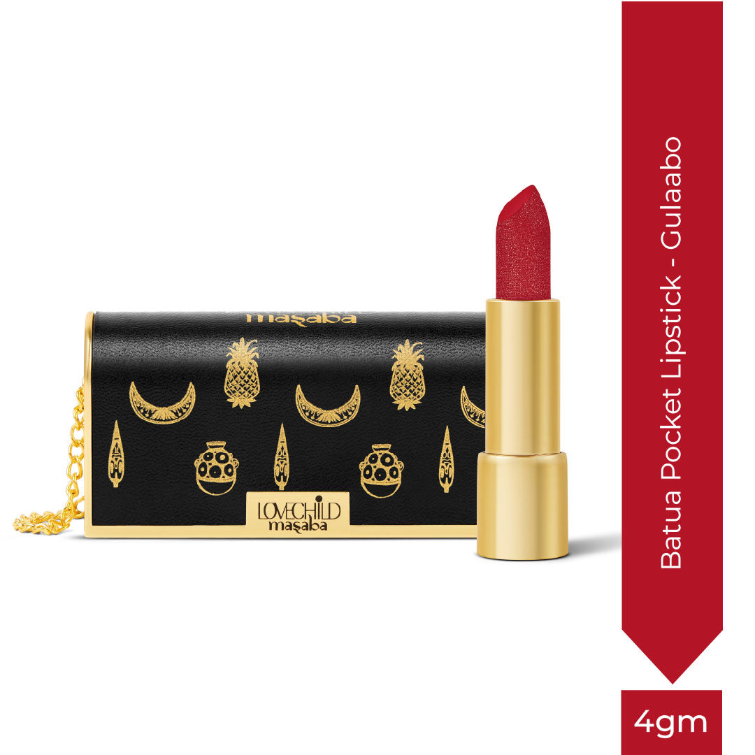 Batua Pocket Lipstick - Gulaabo (Red) Rich Satin Finish With In-built Mirror