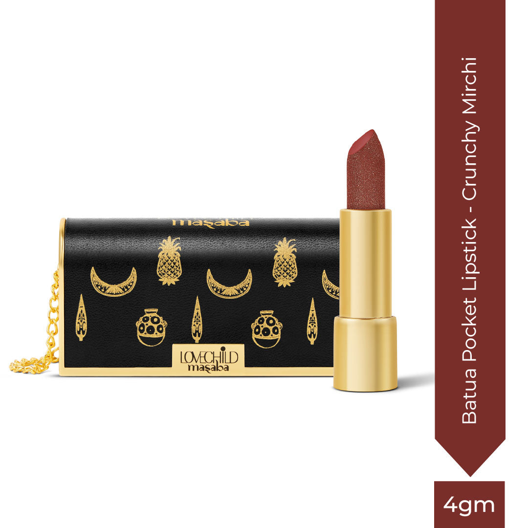 Batua Pocket Lipstick - Crunchy Mirchi (Brownish Red) Rich Satin Finish With In-built Mirror