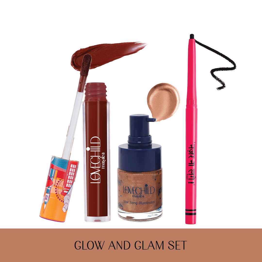 Glow & Glam Set (Gifting combo) (Illuminator, Lip Crème & Kajal)