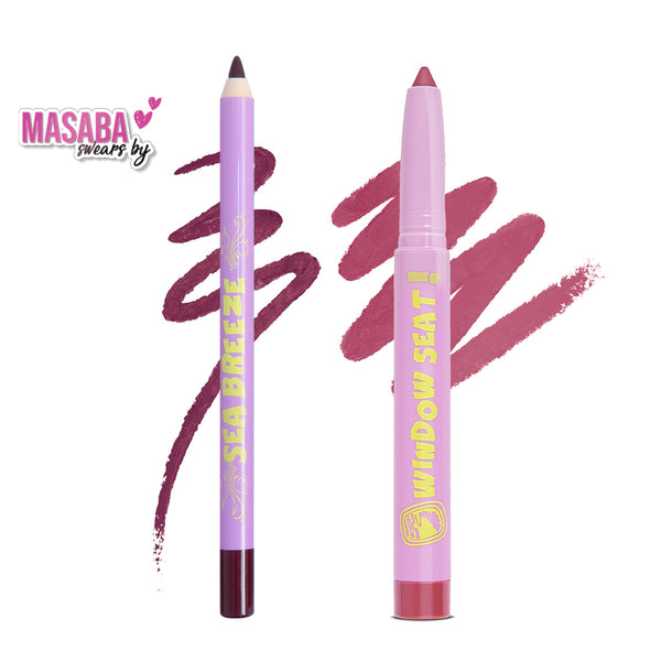 LoveChild Masaba Pinky Promise Liner & Lip Crayon Combo (Sea Breeze & Window Seat)