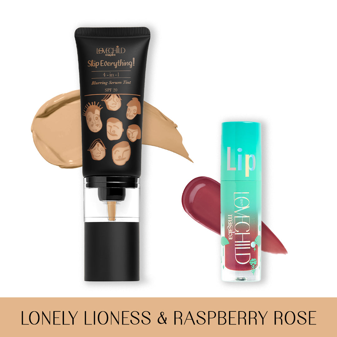 LoveChild Masaba Serum Tint & Lip Oil Combo- Lonely Lioness + Raspberry Rose