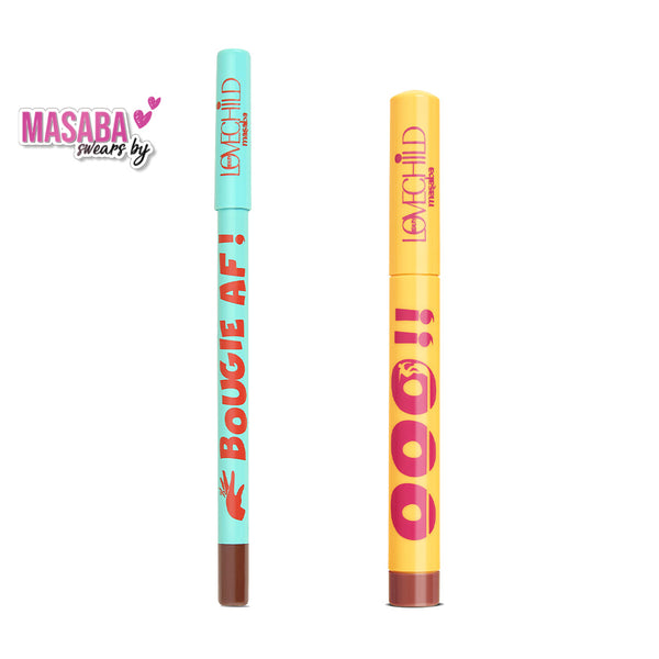 LoveChild Masaba Coffee-on-the-go Liner & Lip Crayon Combo (Bougie AF & OOO!!)
