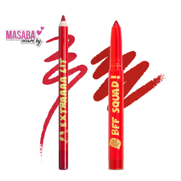 LoveChild Masaba Red-y for Anything Liner & Lip Crayon Combo (Extraaa Lit & BFF Squad)