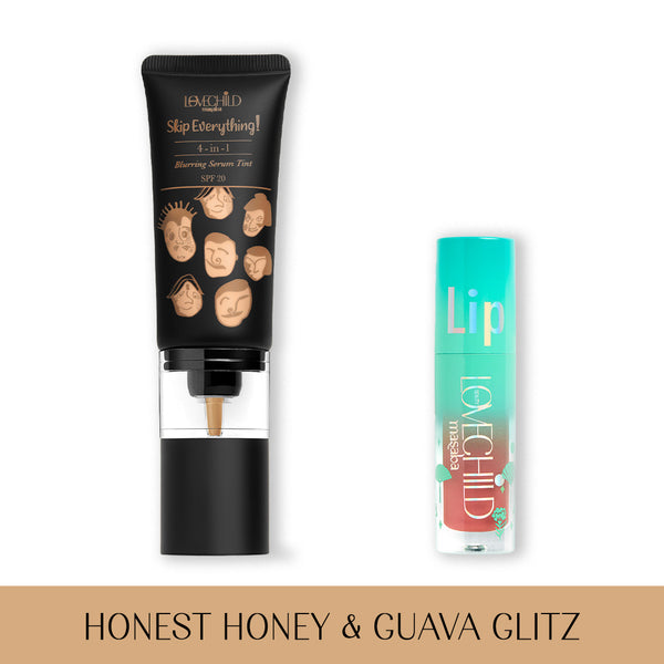 LoveChild Masaba Serum Tint & Lip Oil Combo- Honest Honey + Guava Glitz