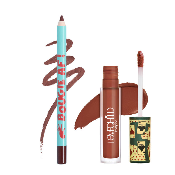 LoveChild Masaba Brownie Batter Liner & Liquid Lipstick Combo (Bougie AF & Hukum)