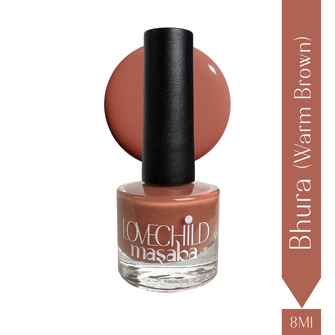 LoveChild Masaba -  Bhura | Breathable Warm Brown Glossy Nail Paint, 8ml