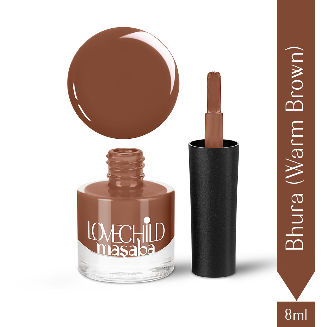 LoveChild Masaba -  Bhura | Breathable Warm Brown Glossy Nail Paint, 8ml