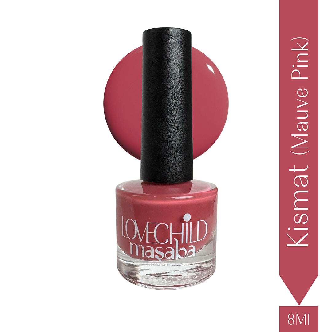 LoveChild Masaba -  Kismat | Breathable Mauve Pink Glossy Nail Paint, 8ml