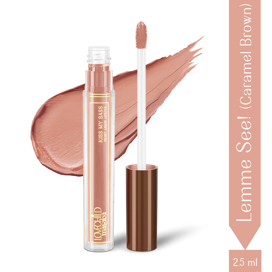 Lemme See! - (Caramel Brown) Kiss My Sass Velvet Matte Liquid Lipstick Transfer-Proof With Intense Color