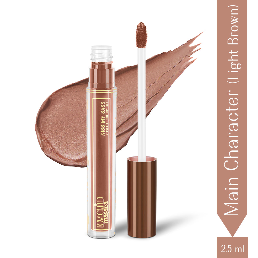 Main Character - (Light Brown) Kiss My Sass Velvet Matte Liquid Lipstick Transfer-Proof With Intense Color