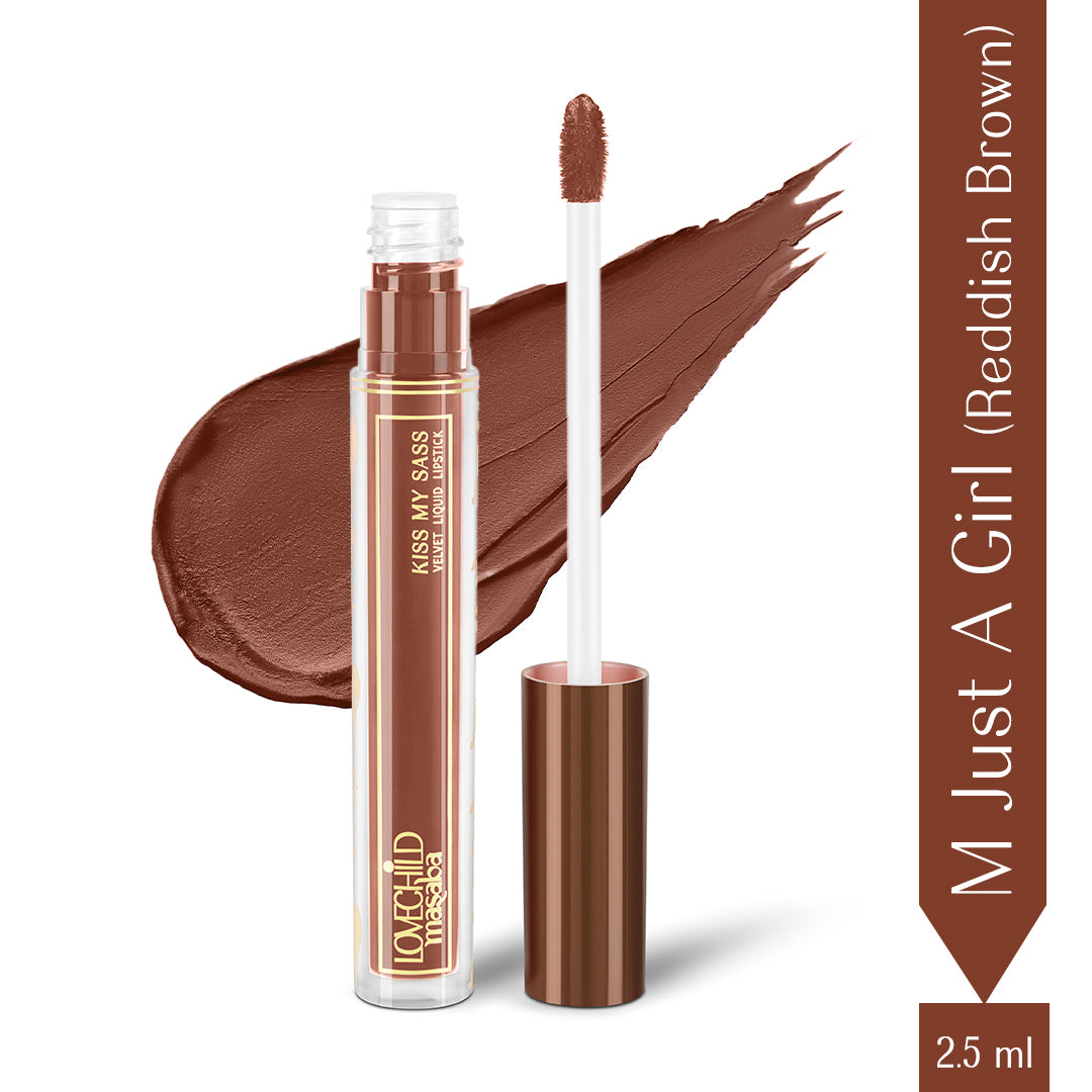 M Just A Girl - (Reddish Brown) Kiss My Sass Velvet Matte Liquid Lipstick Transfer-Proof With Intense Color