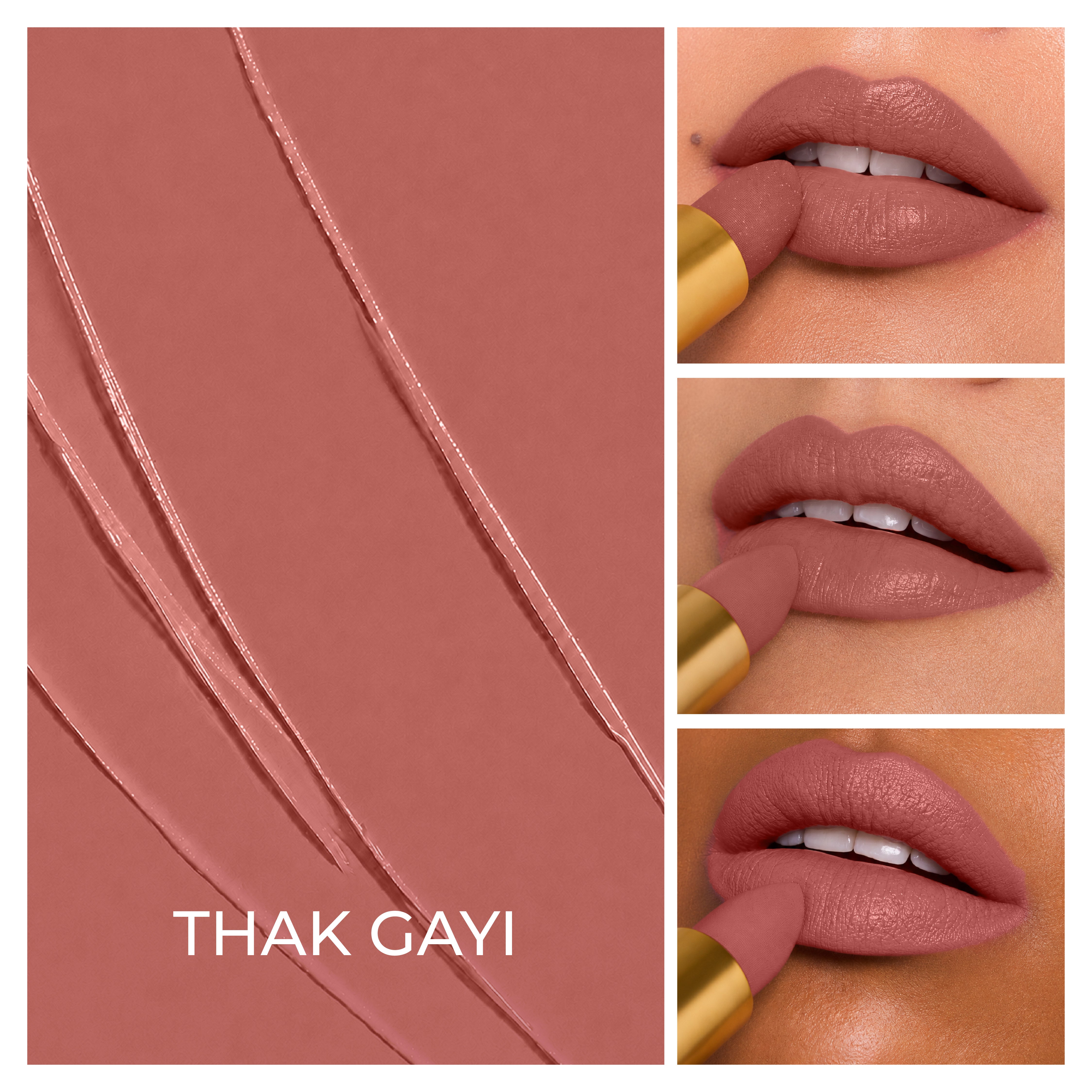 Batua Pocket Lipstick - Thak Gayi (Nude Pink) Rich Satin Finish With In-built Mirror