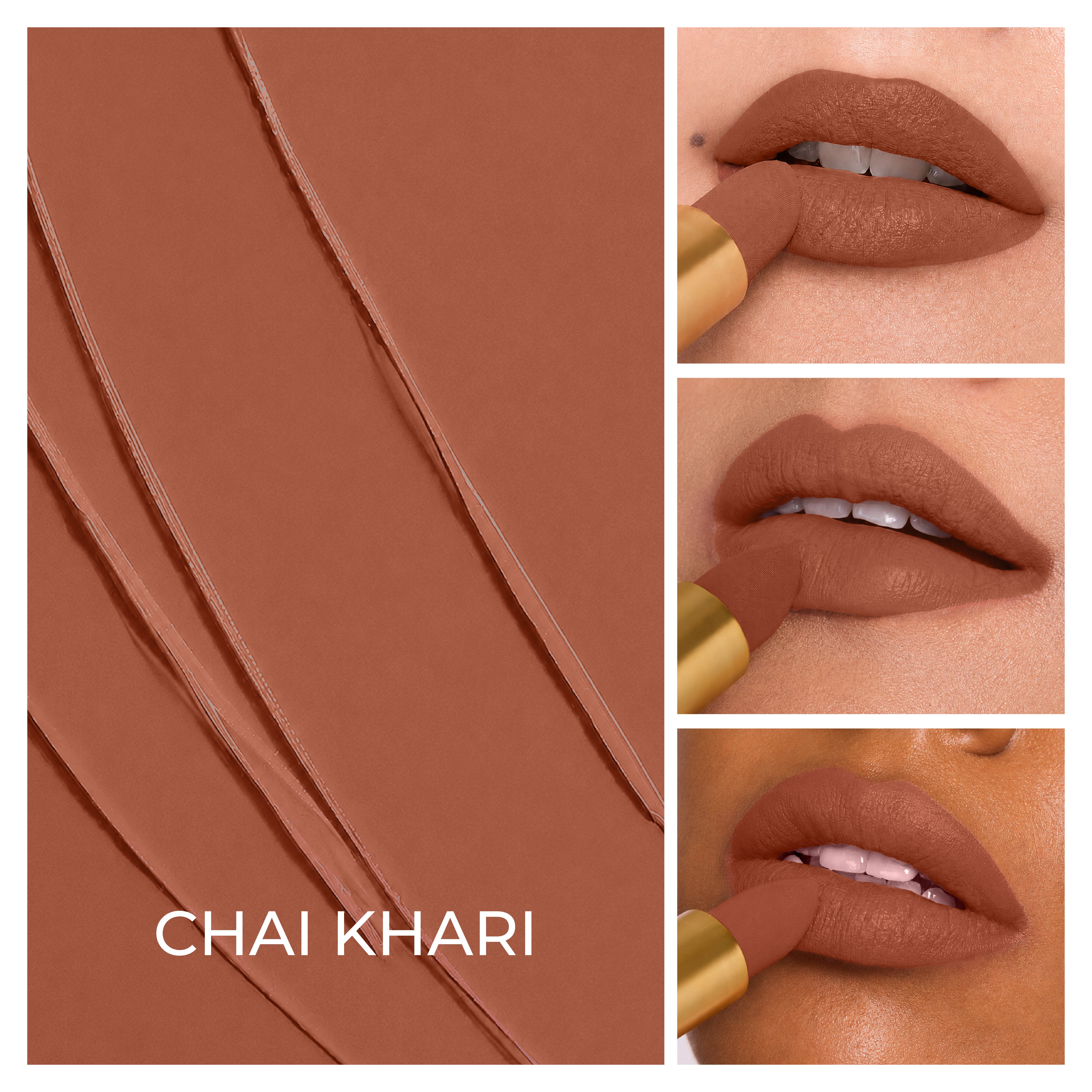 Batua Pocket Lipstick - Chai Khari (Nude Brown) Rich Satin Finish With In-built Mirror
