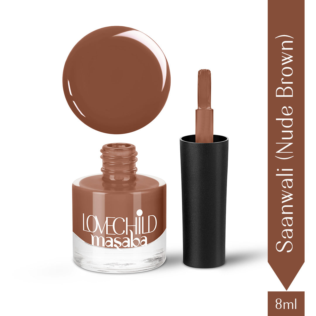 LoveChild Masaba -  Saanwali | Breathable Nude Brown Glossy Nail Paint, 8ml