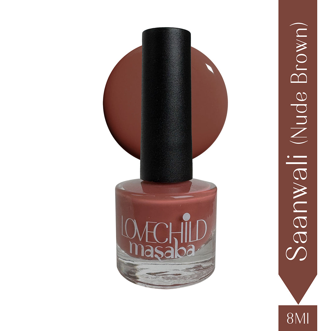 LoveChild Masaba -  Saanwali | Breathable Nude Brown Glossy Nail Paint, 8ml