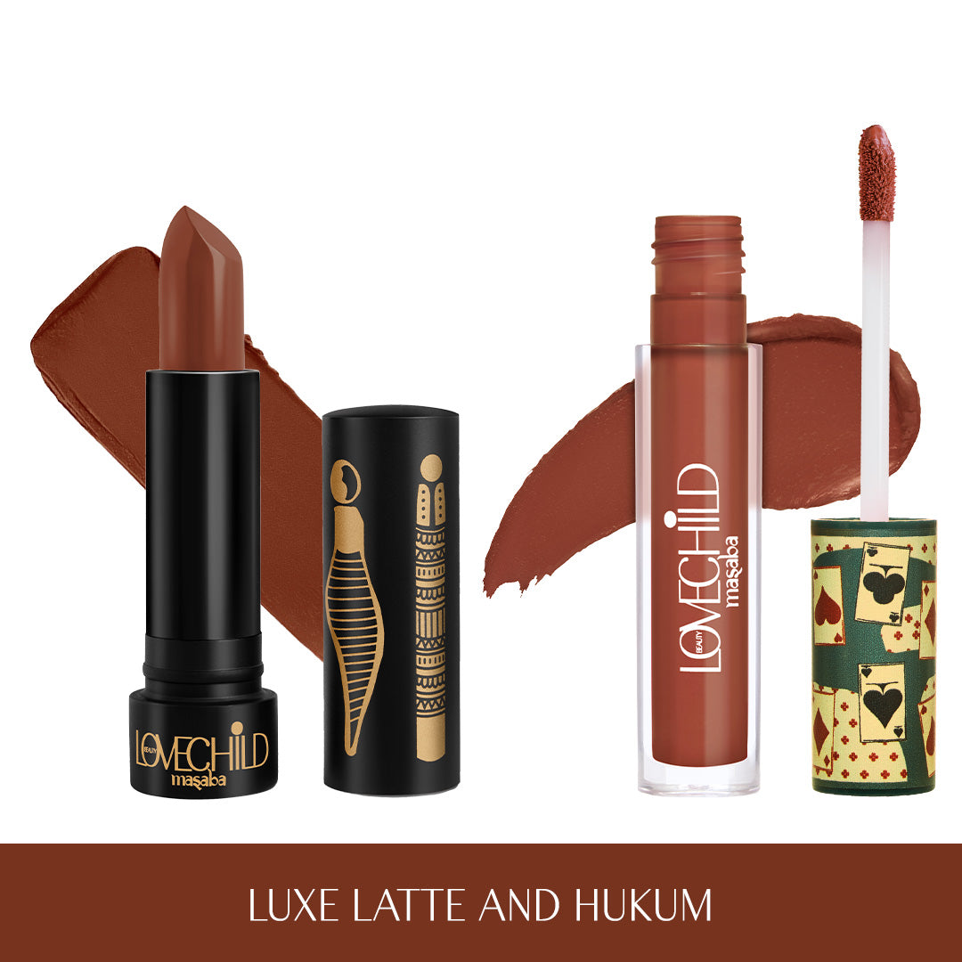 Best of Browns- Ultra Matte Lipstick & Liquid Lipstick Combo (Luxe Latte & Hukum)