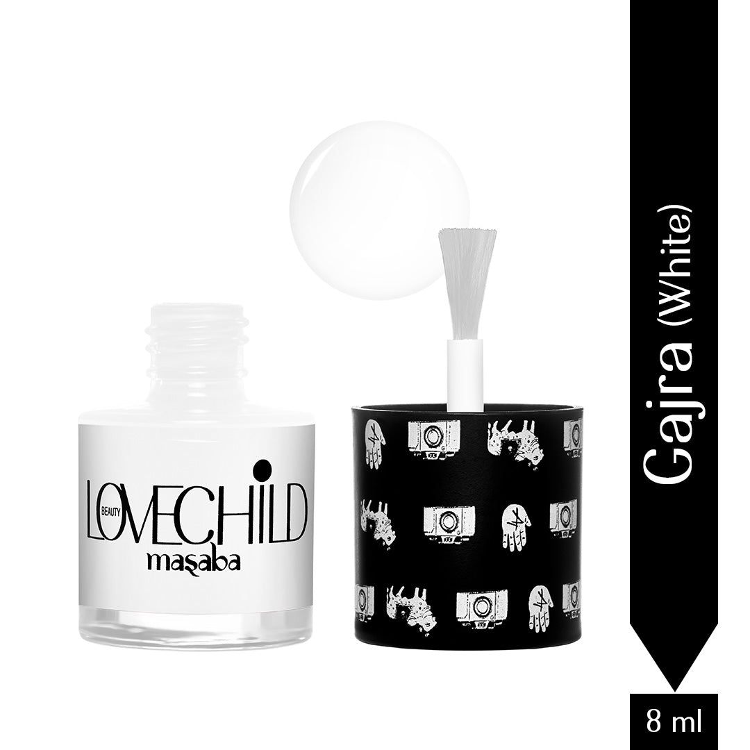 LoveChild Masaba -  Gajra | Breathable White Glossy Nail Paint, 8ml