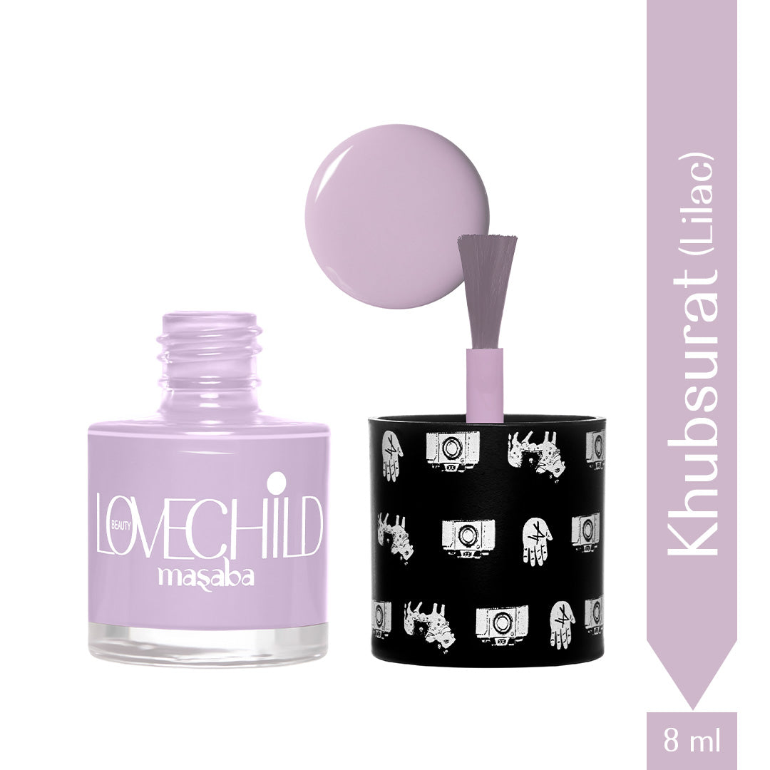 LoveChild Masaba -  Khubsurat | Breathable Lilac Glossy Nail Paint, 8ml