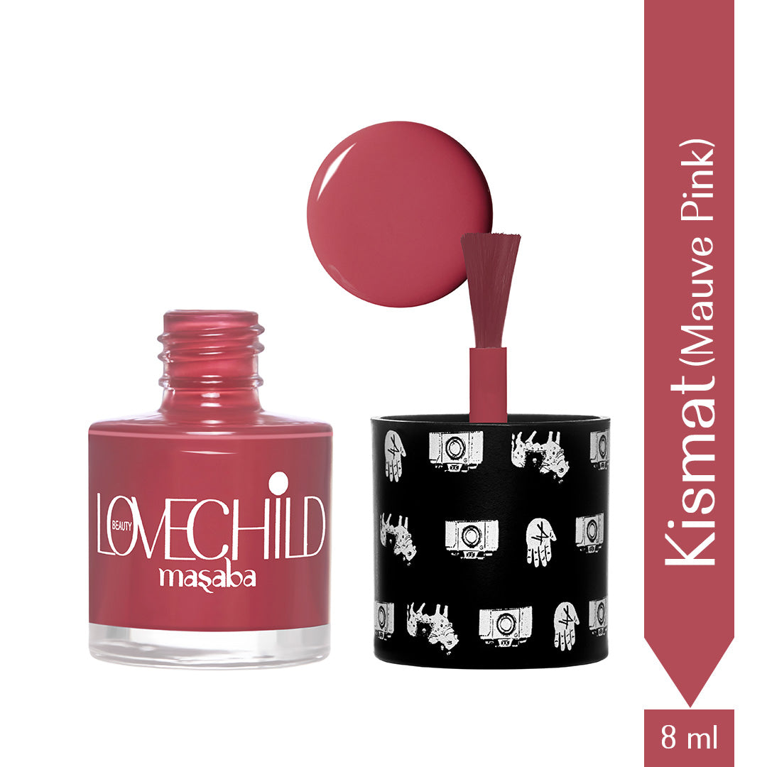 LoveChild Masaba -  Kismat | Breathable Mauve Pink Glossy Nail Paint, 8ml