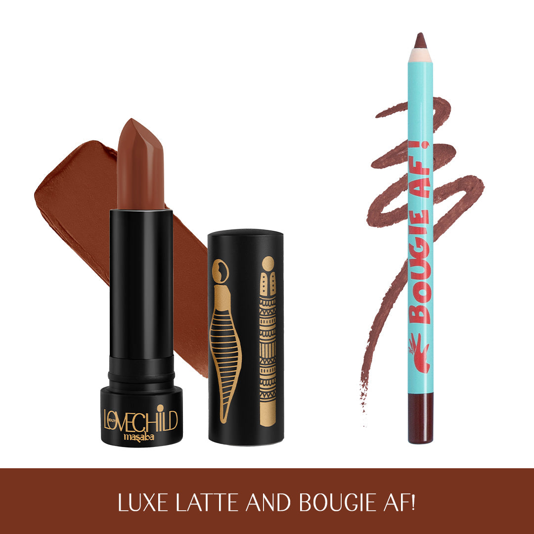 Mocha Lips- Ultra Matte Lipstick & Lip Oil  Combo (Luxe Latte & Bougie AF)