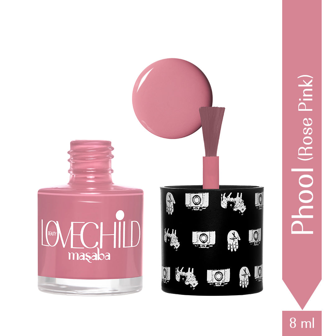 LoveChild Masaba -  Phool | Breathable Rose pink Glossy Nail Paint, 8ml