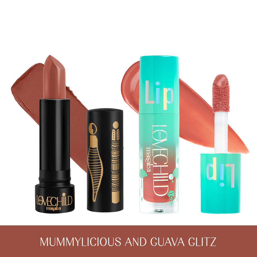 Rustic Romance- Ultra Matte Lipstick & Lip Oil  Combo (Mummylicious & Guava Glitz)