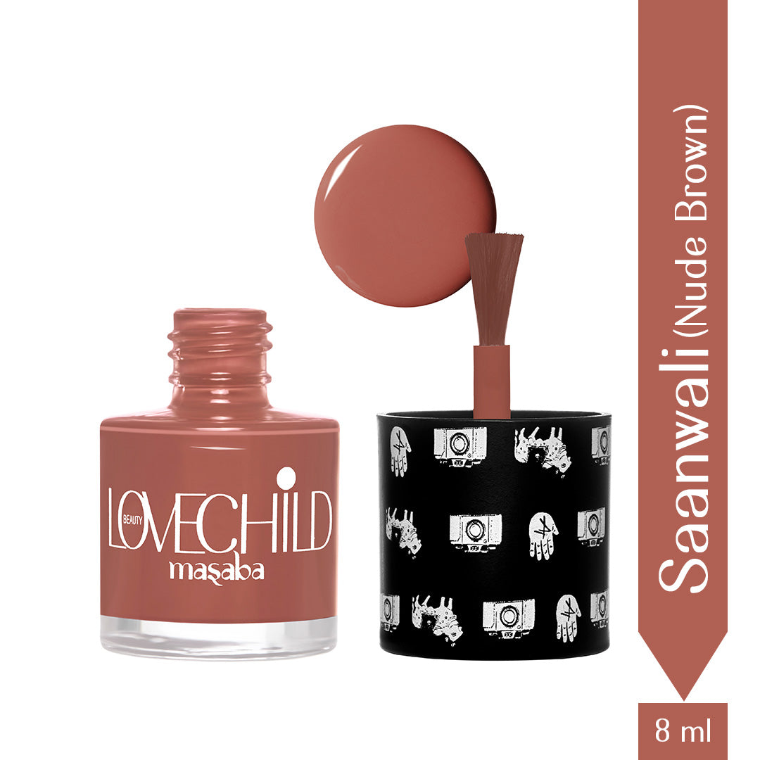 LoveChild Masaba -  Saanwali | Breathable Nude Brown Glossy Nail Paint, 8ml