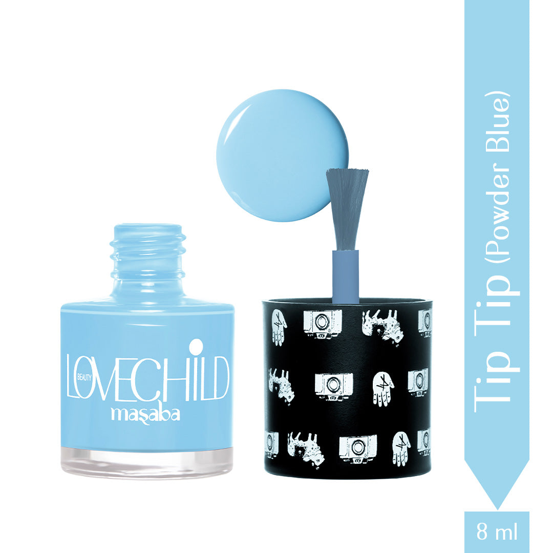 LoveChild Masaba -  Tip Tip | Breathable Powder Blue Glossy Nail Paint, 8ml