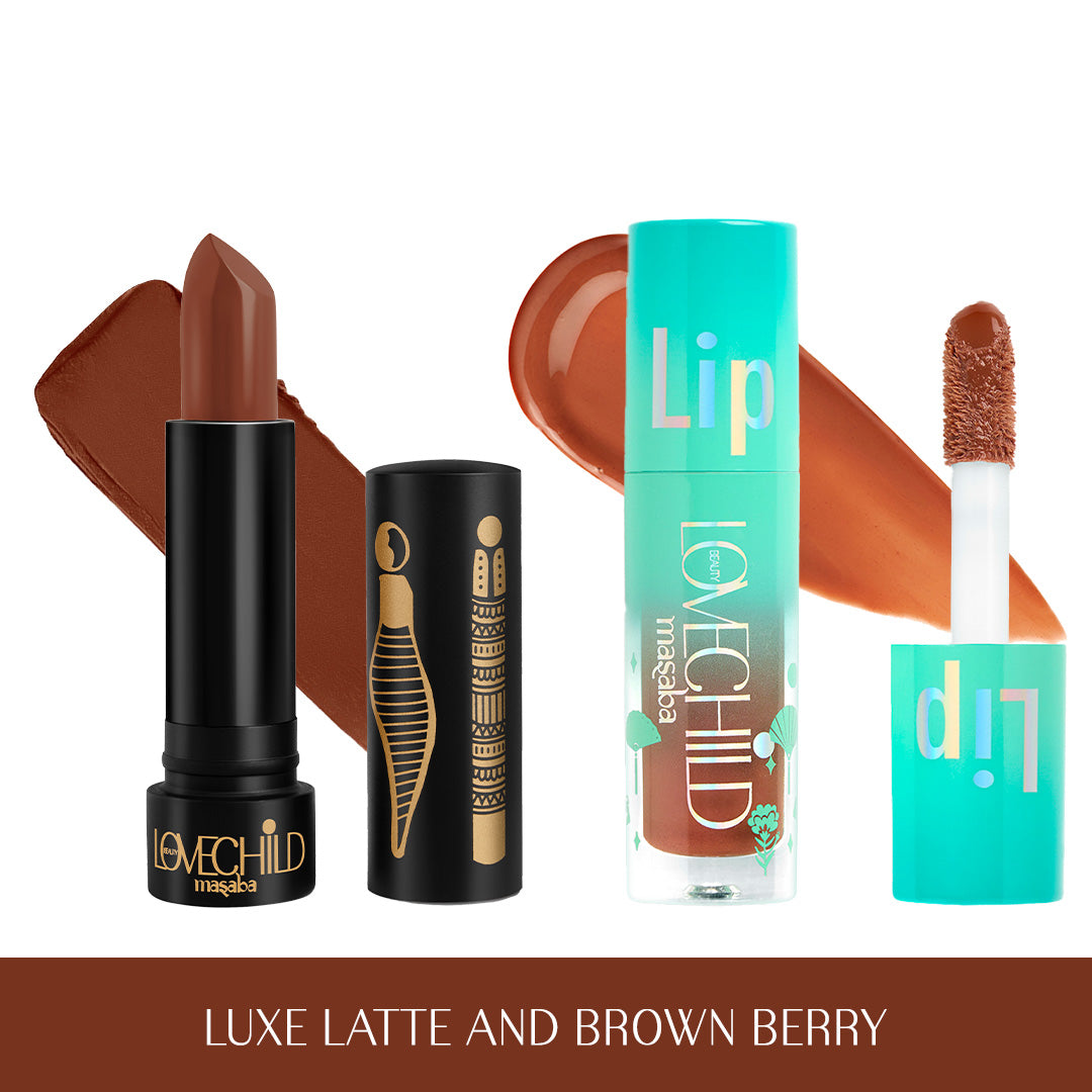 Truffle Tease- Ultra Matte Lipstick & Lip Oil Combo (Luxe Latte & Brown Berry)