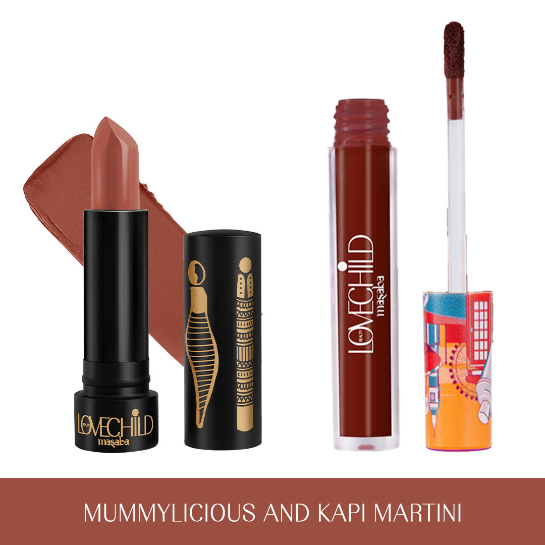 Ultimate Brown Duo- Ultra Matte Lipstick & Lip Crème Combo (Mummylicious & Kapi Martini)