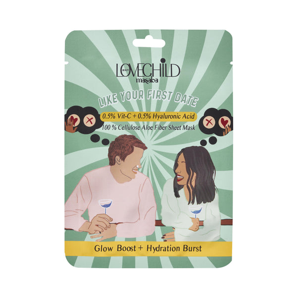 LoveChild Masaba - Like Your First Date | 100% Cellulose Aloe Fiber Sheet Mask, 20g