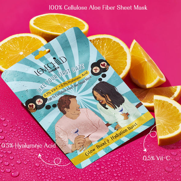 LoveChild Masaba - Like Your First Date | 100% Cellulose Aloe Fiber Sheet Mask, 20g