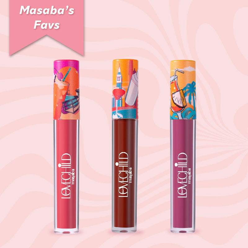 LoveChild Masaba - Masaba's Fav Lip Creme Combo | Gulabi Rum Punch, Kapi Martini & Jamun Cooler Combo