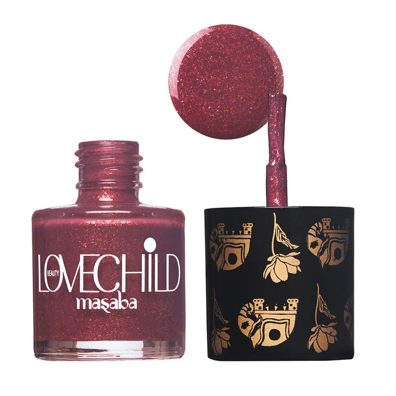 LoveChild Masaba - Jhil Mil | Maroon Shimmer Nail Paint, 8ml